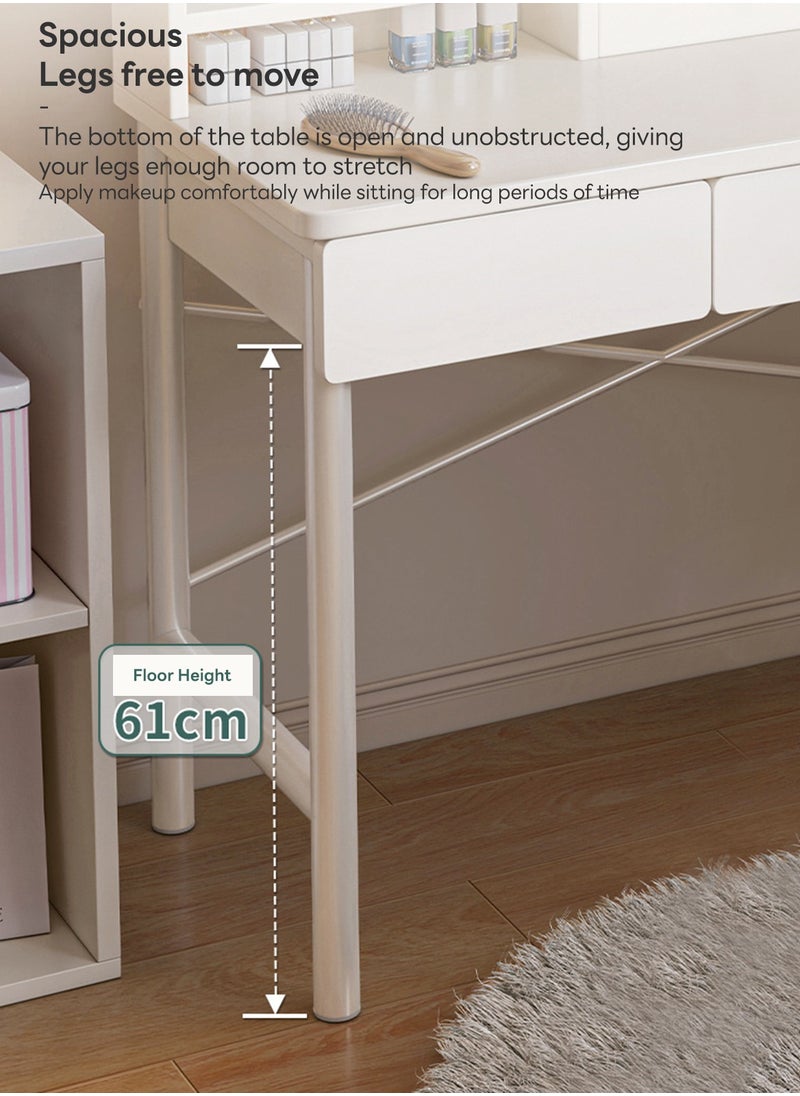 Sharpdo - Sharpdo Simple Style Dresser with  LED Mirriors, Vanity Table with Drawers, Bedroom Bedside table, Makeup Table for Bedroom 100*40*125.5CM (NO Chair) - Image 1