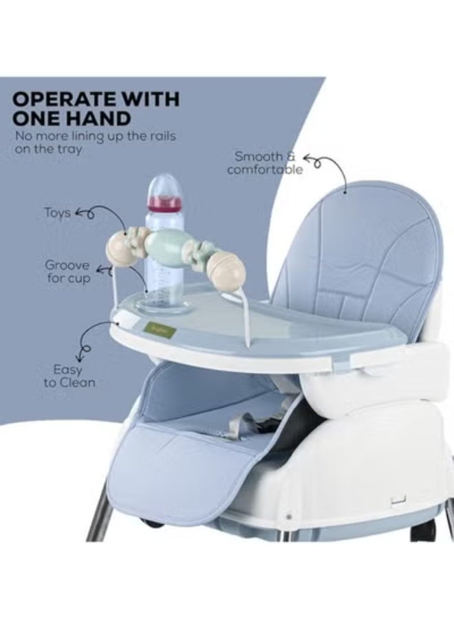 بايبي الرضع طفل 4 في 1 نورا للتحويل كرسي عال للأطفال مع ارتفاع قابل للتعديل ومسند للقدمين ، تغذية الطفل مقعد معزز بحزام أمان مع صينية ، عجلات ، وسادة لمدة 6 أشهر إلى 4 سنوات (أزرق) - Image 5