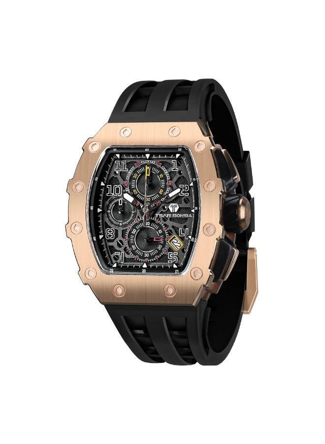 تسار بومبا ساعة تسار بومبا رجالية فاخرة مقاومة للماء  متر بحزام سيليكون وحركة كوارتز يابانية كرونوغراف - Image 1
