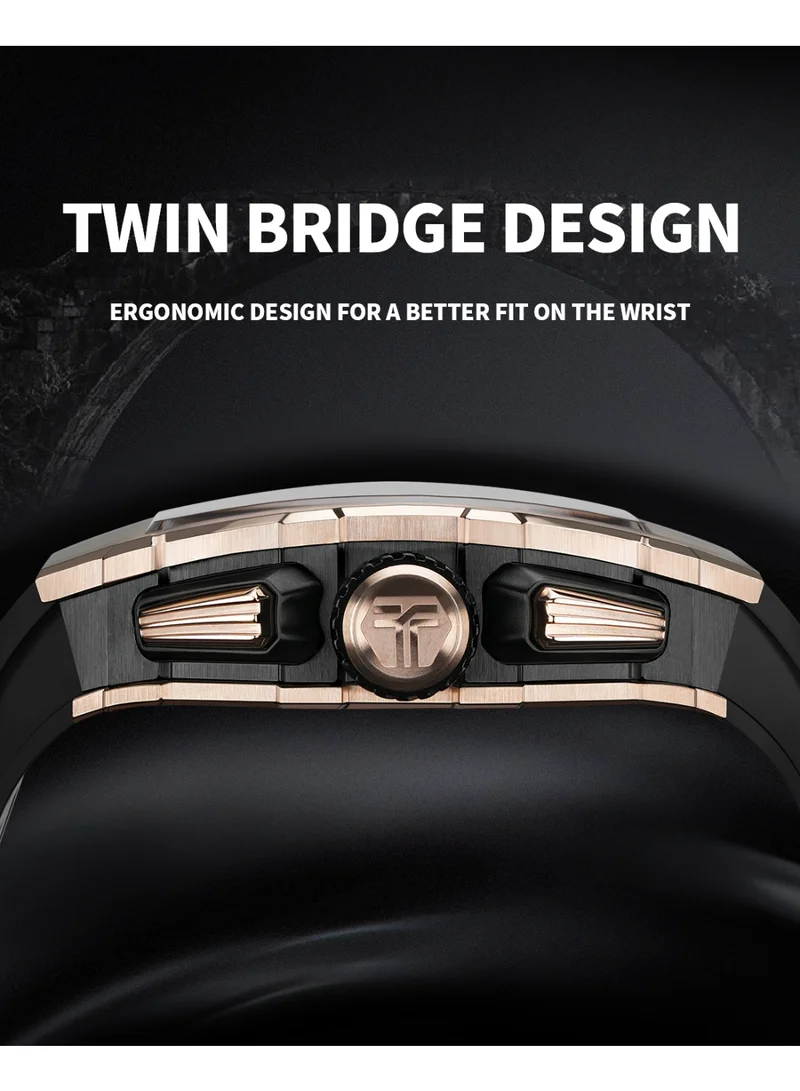 Tsar Bomba  TSAR BOMBA Men's 50M Waterproof Luxury Tonneau Watch With Silicone Bands, Japanese Quartz Movement Chronograph - Gifts for Men for Men | Best Price UAE