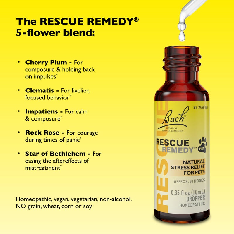 Rescue Remedy Pet Dropper - 10mL - Stress & Tension Support for Dogs & Cats with Bach Natural Flower Essences - Sedative-Free, Homeopathic Liquid Formula - For All Breeds, Ages & Weights - Image 4