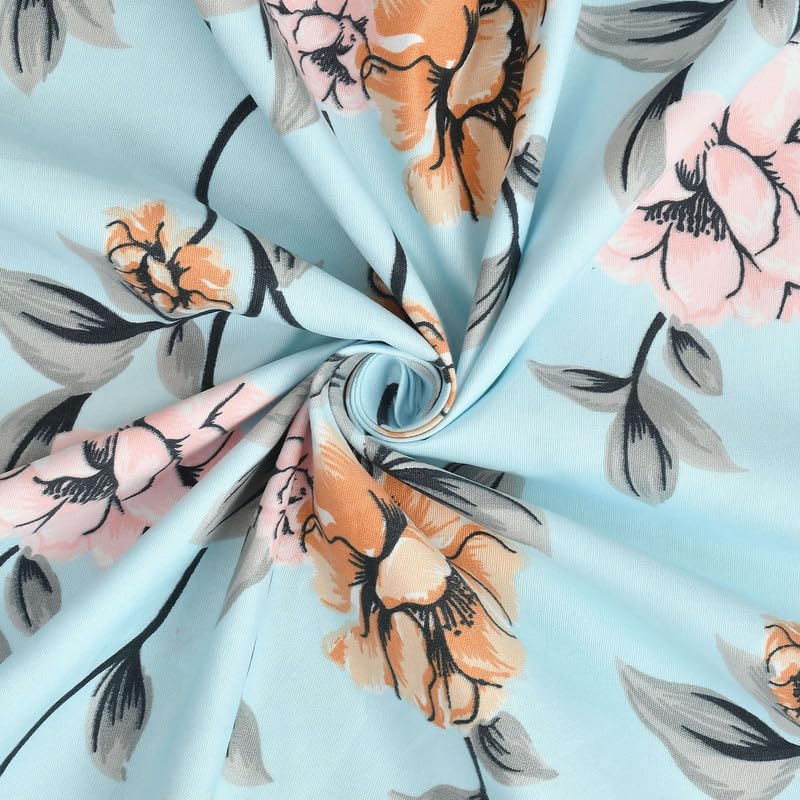 NEW LEAF Pure Cotton All Round Elastic Fitted Bedsheets for Double Bed with 2 Pillow Covers 220tc Supersoft |Wrinkel-Free Size - 72x78+10 inches, Sky Blue - Image 4