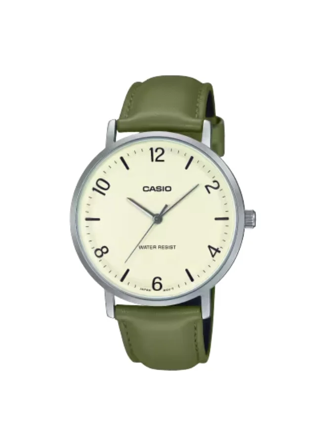 CASIO Men's Leather Analog Watch MTP-VT03L-7BDF - 40 mm