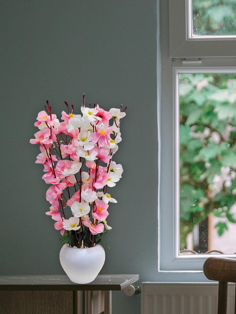 ARTSY ® Artificial Flowers with Pot for Home Decoration, Ideal for Office Decor, Gifts, Craft, Artificial Plants with Pot, Babypink, Combo, 1 Piece, 45 cm Height | - Image 3