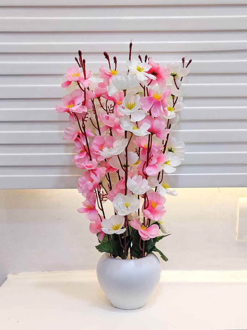ARTSY ® Artificial Flowers with Pot for Home Decoration, Ideal for Office Decor, Gifts, Craft, Artificial Plants with Pot, Babypink, Combo, 1 Piece, 45 cm Height | - Image 1