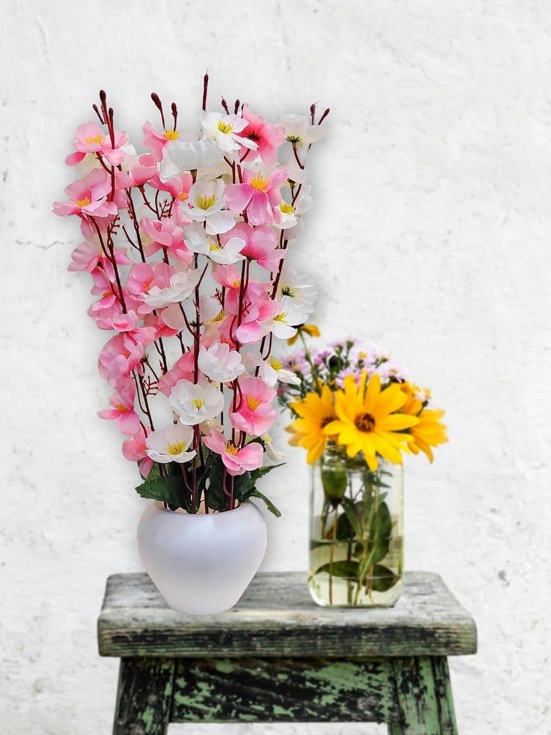 ARTSY ® Artificial Flowers with Pot for Home Decoration, Ideal for Office Decor, Gifts, Craft, Artificial Plants with Pot, Babypink, Combo, 1 Piece, 45 cm Height | - Image 4