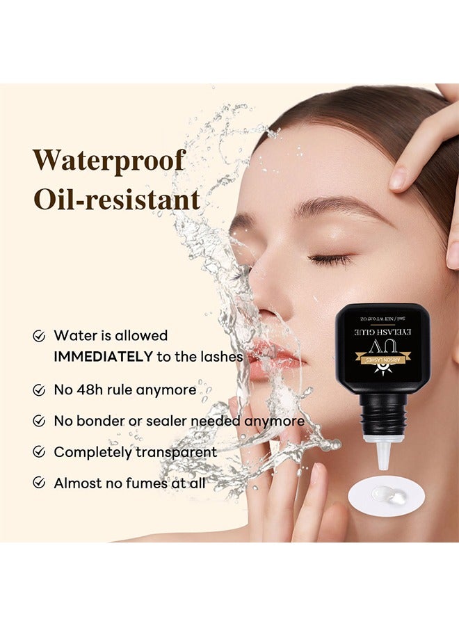 أريسون لاشز مجموعة غراء الرموش ذات حلقة لاصقة، مجموعة لاصقة من الرموش فوق البنفسجية، غراء امتداد رموش أكثر قوة، مقاومة للماء ومقاومة للزيت، للاستخدام الاحترافي يجب أن يحتوي فقط على مصباح الأشعة فوق البنفسجية، 5 مل - Image 4