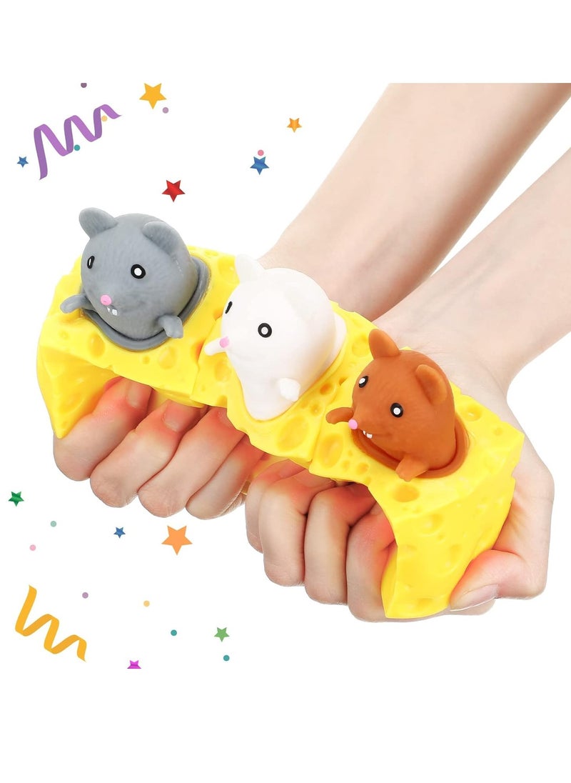 MAGIC VAULT 3 Pcs Cheese Toy Cheese Rat Stress Ball Fidget Toys Mice in Cheese Anxiety Toys Mouse Office Toy Sensory Mouse Toys for Birthday Gifts Stress Relief Party Favors  - Image 3
