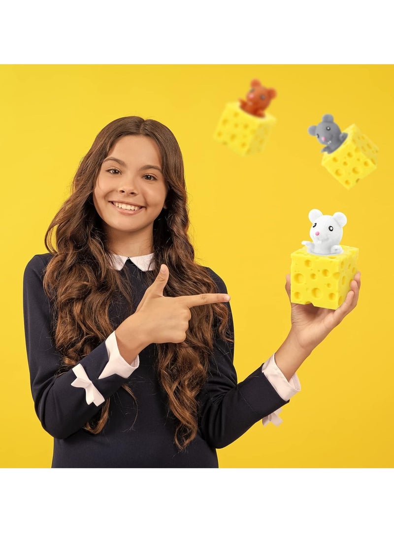 MAGIC VAULT 3 Pcs Cheese Toy Cheese Rat Stress Ball Fidget Toys Mice in Cheese Anxiety Toys Mouse Office Toy Sensory Mouse Toys for Birthday Gifts Stress Relief Party Favors  - Image 4