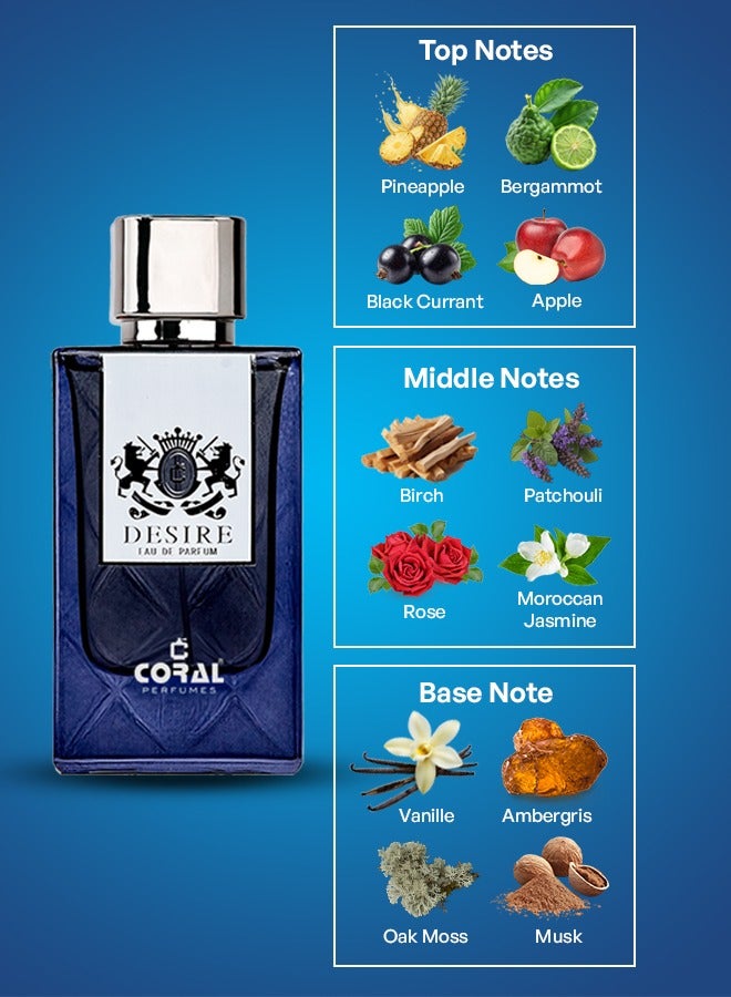 كورال ديزاير أو دو بارفان للرجال – 85 مل | عطر رجالي طويل الثبات | رائحة ذكورية جذابة - Image 2