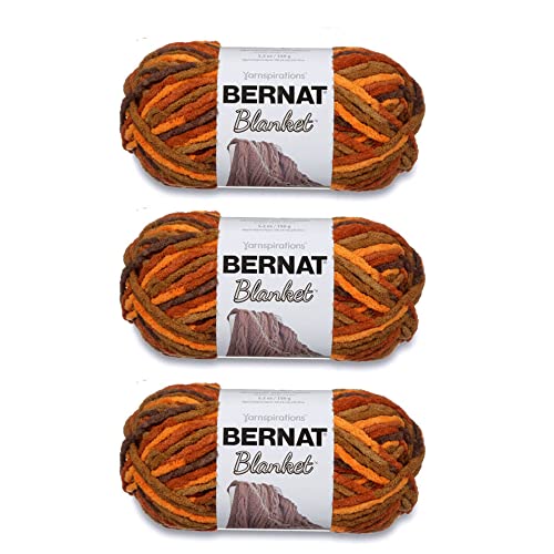 Bernat خيوط برنات بلانكت بأوراق الخريف - عبوة 3 من 150 جرام/5.3 أونصة - بوليستر - 6 سوبر بولكي - 108 ياردة - حياكة/كروشيه - Image 1