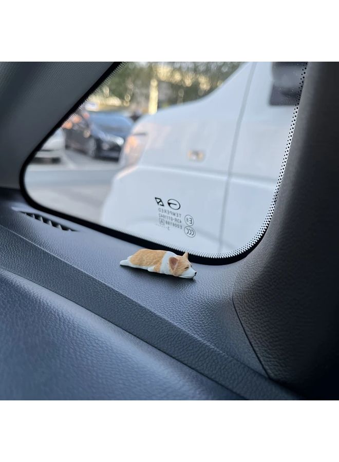 Mini Corgi Car Accessories Center Console Screen Sleeping Decorative Decor with Sleepy Three Color Little Corgi - Image 3