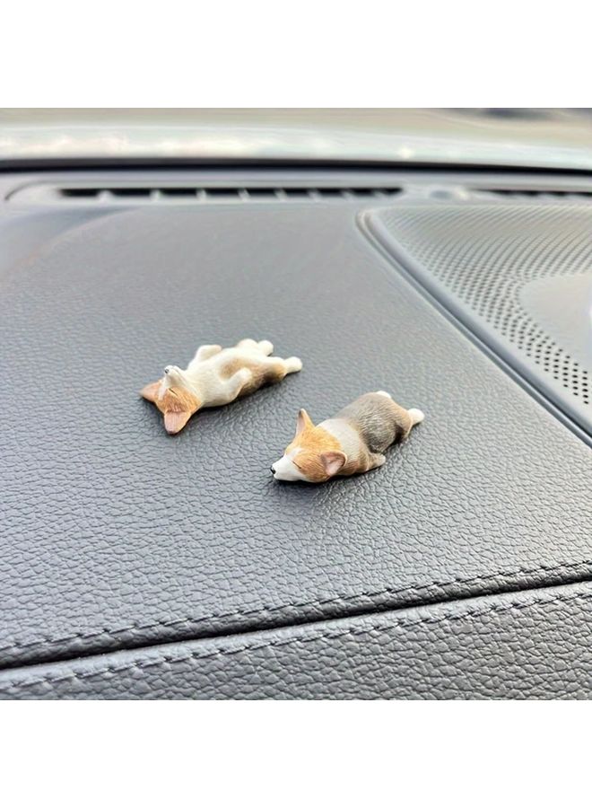 Mini Corgi Car Accessories Center Console Screen Sleeping Decorative Decor with Sleepy Three Color Little Corgi - Image 4