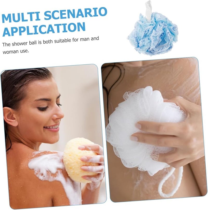 Mikinona Sky Blue Lace Shower Ball Exfoliating Bath Puff for Gentle Skin Cleansing Men and Women - Image 4