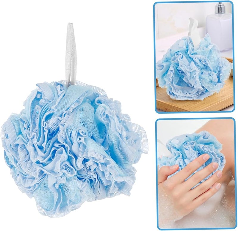 Mikinona Sky Blue Lace Shower Ball Exfoliating Bath Puff for Gentle Skin Cleansing Men and Women - Image 5