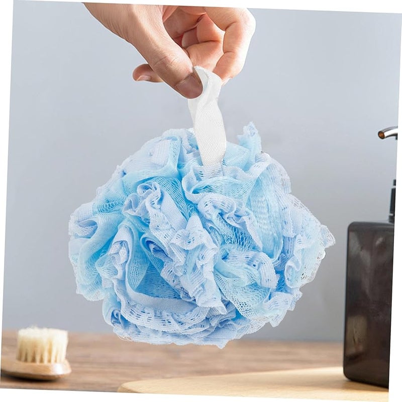 Mikinona Sky Blue Lace Shower Ball Exfoliating Bath Puff for Gentle Skin Cleansing Men and Women - Image 3