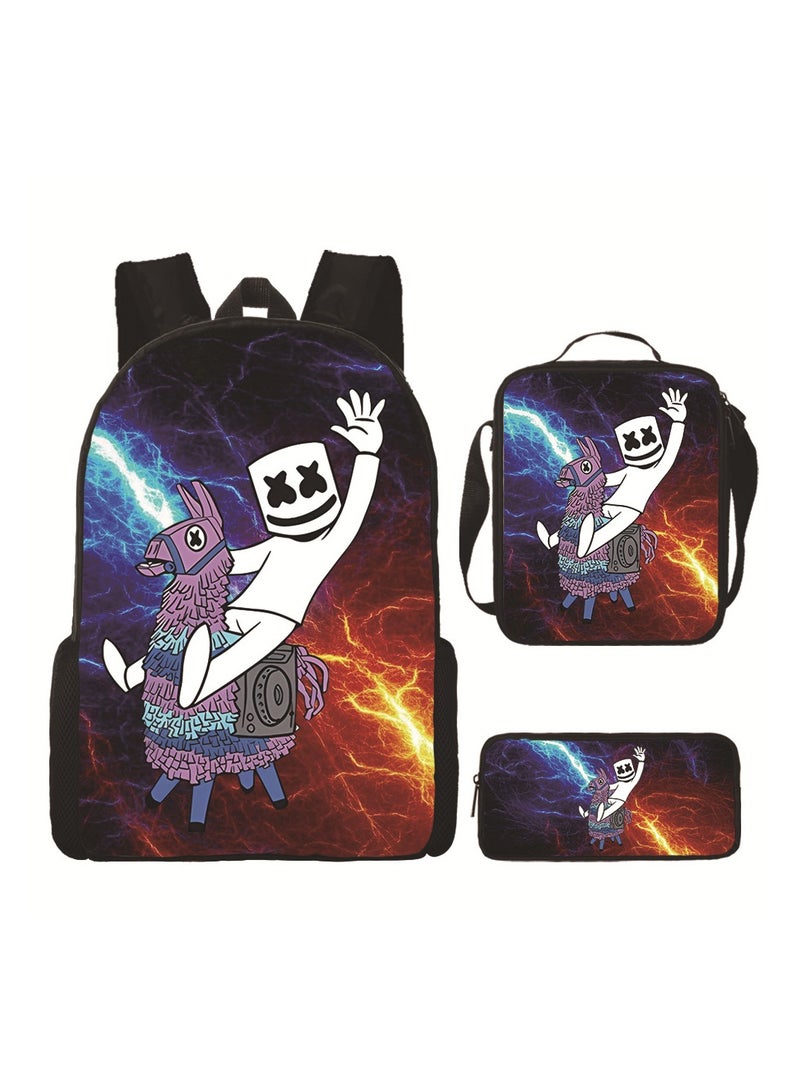 Backpacker Versatile Electronic Music Marshmello Schoolbag High School Student Backpack 42*29*16CM+Pen Bag 24*14*7CM+Shoulder Bag 23*19*6CM three-piece set - Image 1