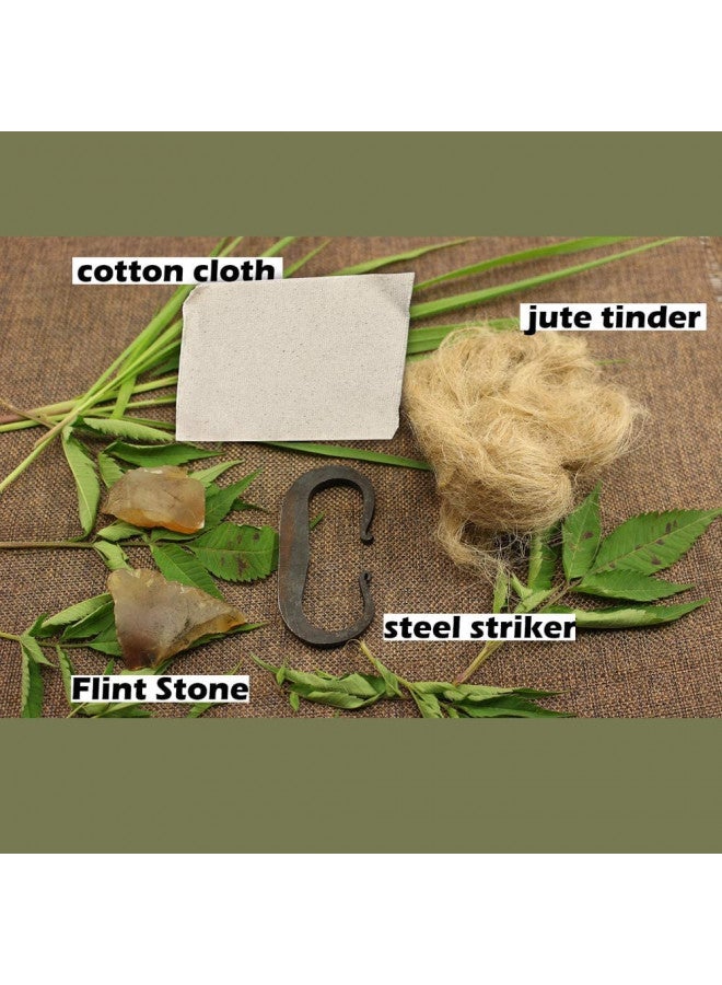 PSKOOK PSKOOK Flint and Steel Single High Carbon Steel Fire Striker English Flint Stone Emergency Jute Tinder Bushcraft  - Image 4