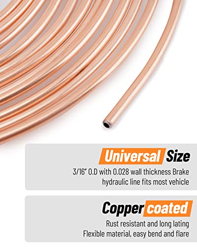 Racewill 25 ft 3/16 Copper Coated Brake Line Kit (Includes 16 Fittings and 4 Unions Brake Line Fittings) + Double & Single Flaring Tool Kit - Image 3