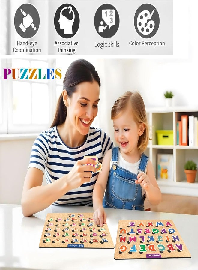 Twinster Wooden Puzzle Toys Board for Kids Education of Age 2 & Above | Sensory Development Puzzle Toy for Boys and Girls (Combo of 3 - Alphabets, Numbers, Hindi Varnamala) - Image 3