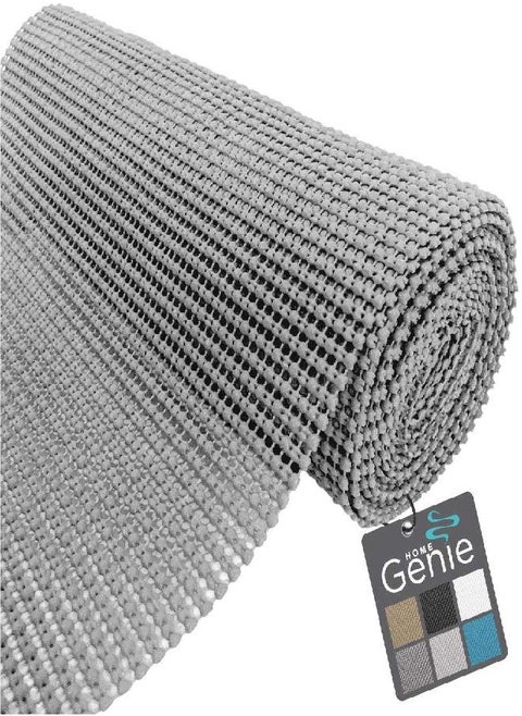 HOME GENIE Slip Resistant Drawer and Shelf Liner, Non Adhesive Roll, 12 Inch x 20 FT, Durable and Strong, Grip Liners for Drawers, Shelves, Cabinets, Pantry, Storage, Kitchen and Desks, Soft Gray