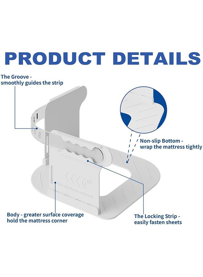 MVAQKLM  4 Pieces Bed Sheet Holder Set with Lock, Heavy Duty Non-Slip Bed Sheet Clips Fasteners,Bed Sheet Holders Fixing Corner Tightener Clips for All Size Mattress, Blankets, Bedding - Image 3