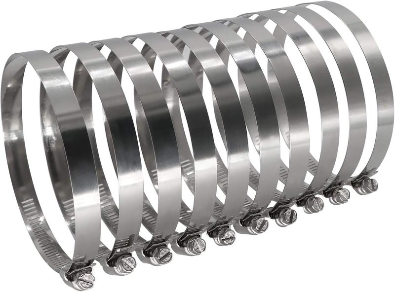 ROADFORMER 5" Worm Gear Hose Clamp - SAE 80 Size, Full Stainless Steel with 1/2" Band Width, Working Range 116mm - 140mm Hose Clamps,10 Pack - Image 1