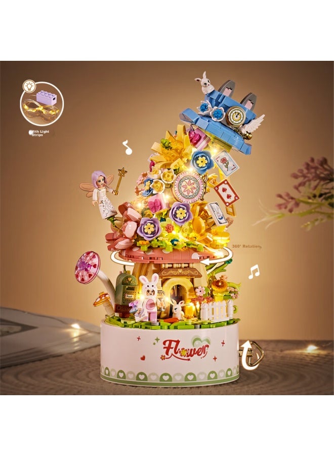 Loz Building Block Music Box Assembly Model, Children's Toy, Gift For Girlfriend, Birthday And Valentine's Day Present, 1954 Wonderful Flower Journey - Image 3