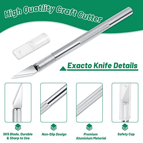 Anezus Exacto Knife with Hobby Mat for Crafts, Self Healing Cutting Mat Hobby Knife with 30 PCS Exacto Blades Precision Knife for Art and Crafts Paper Scrapbooking Stencil (Black) - Image 4