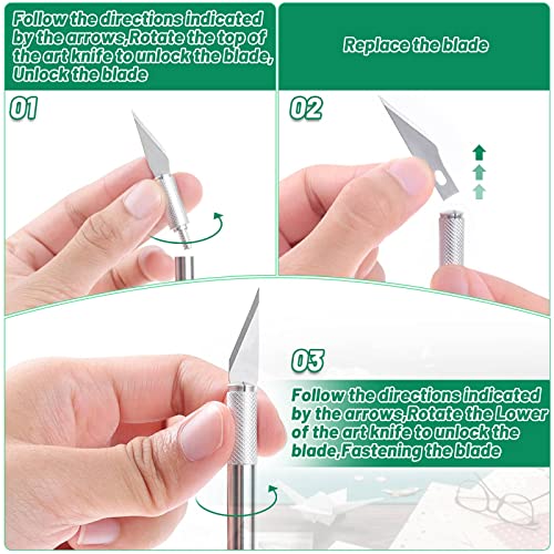 Anezus Exacto Knife with Hobby Mat for Crafts, Self Healing Cutting Mat Hobby Knife with 30 PCS Exacto Blades Precision Knife for Art and Crafts Paper Scrapbooking Stencil (Black) - Image 5