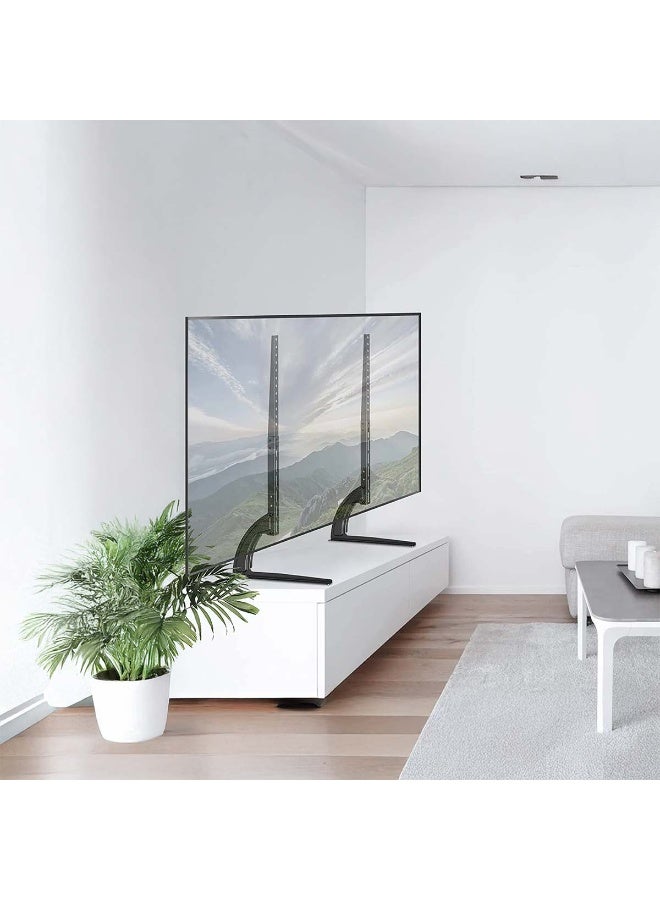 حامل طاولة تلفزيون Prime Star PM 75D، حامل عالمي منخفض الارتفاع لأجهزة تلفزيون LED/LCD/OLED/المنحنية مقاس 32-65 بوصة، أسود غير لامع، يدعم حتى 35 كجم، بحد أقصى VESA 600x400 مم - Image 2