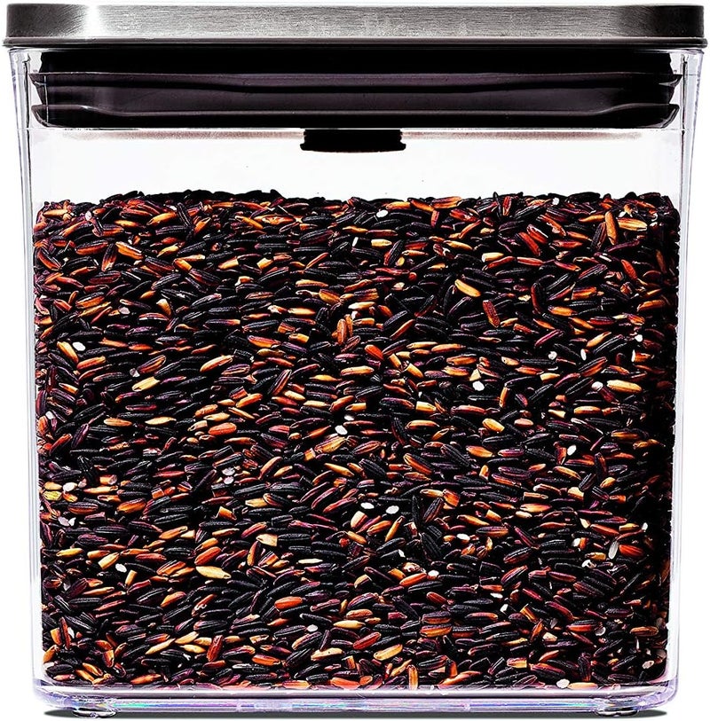 OXO 2.5 Liter Steel Rectangle Pop Container Gray - 1.7 Qt for Dried Beans - Image 1