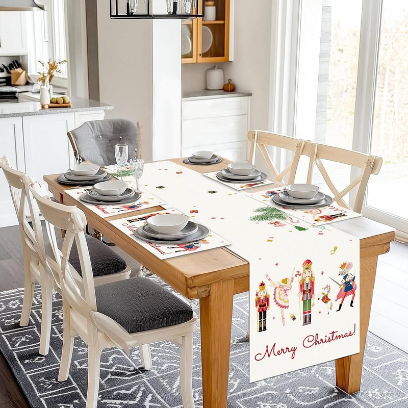 Bonhause Christmas Nutcracker Placemats Set of 4 12x18 Inch Merry Christmas Nutcracker Kitchen Dinning Table Mats Washable Place Mats for Indoor Outdoor Home Party Dcor - Image 4