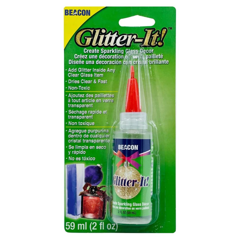 BEACON Glitter-It! Quick-Drying, Crystal Clear, Non-Toxic Glue for Sparkling Glass Decor & Ornament Crafting, 2-Ounce - Image 2