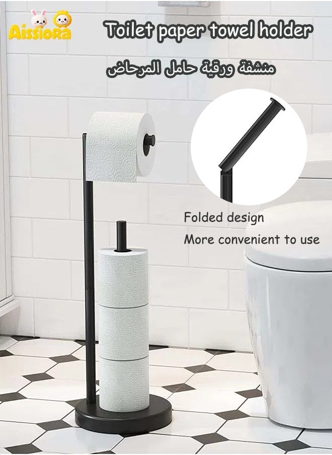 Aissiora Toilet paper towel holder Floor-standing roll holder Toilet paper holder Stainless steel Can be folded No need to drill holes Used for bathrooms  - Image 1