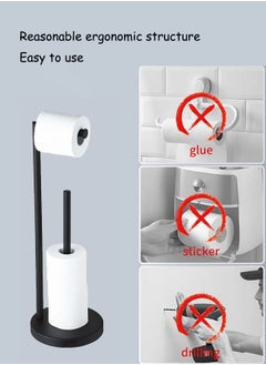 Aissiora Toilet paper towel holder Floor-standing roll holder Toilet paper holder Stainless steel Can be folded No need to drill holes Used for bathrooms  - Image 3
