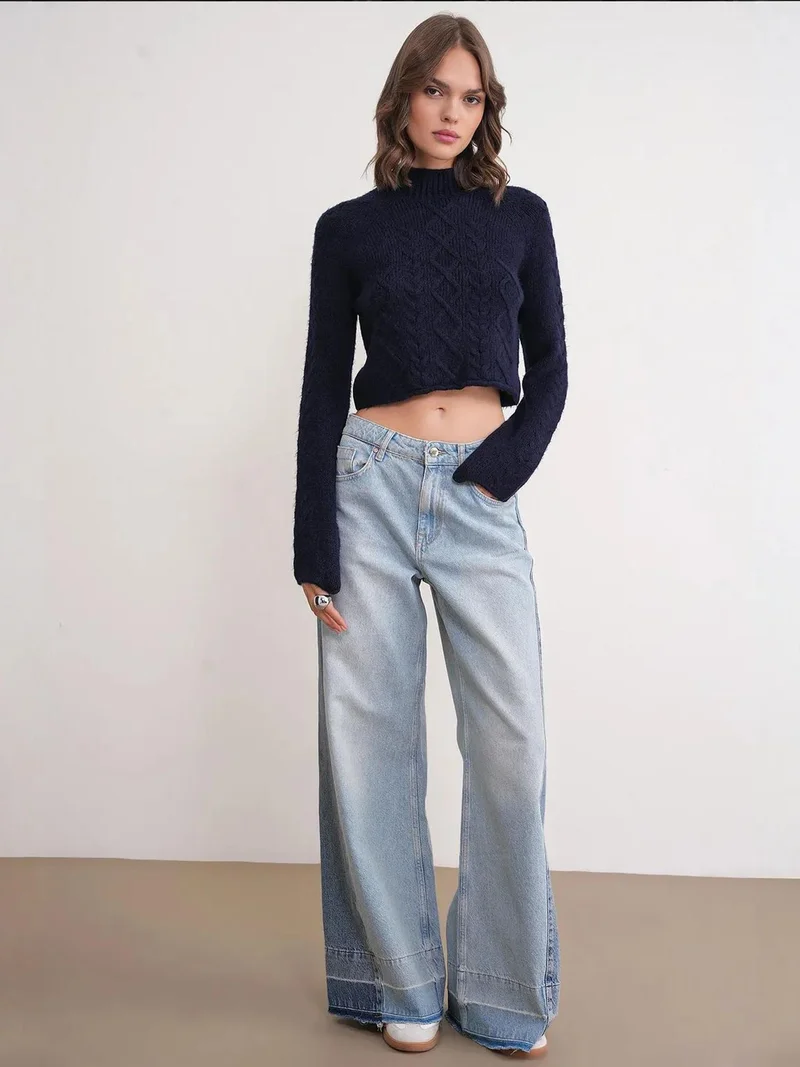 MixRay MIXRAY Argyle Pattern Ribbed Half Turtleneck Sweater