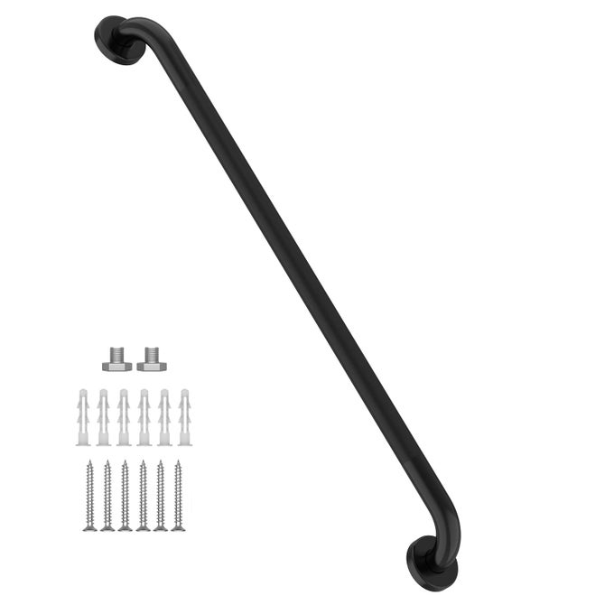 36 INCH SHOWER GRAB BAR OIL RUBBED BLACK ANTI SLIP BATHROOM GRAB BAR KNURLED BATHROOM BALANCE BARSAFETY HAND RAIL SUPPORT HANDICAP ELDERLY INJURY SENIOR ASSIST BATH HANDLE