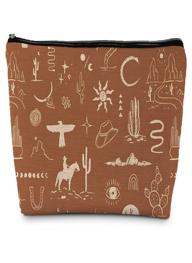 Supwhd Vintage Western Makeup Bag, Cowgirl Western Gifts for Women, Western Cosmetic Bag Small, Western Zipper Makeup Bag Cosmetic Bag for Purse - Image 1