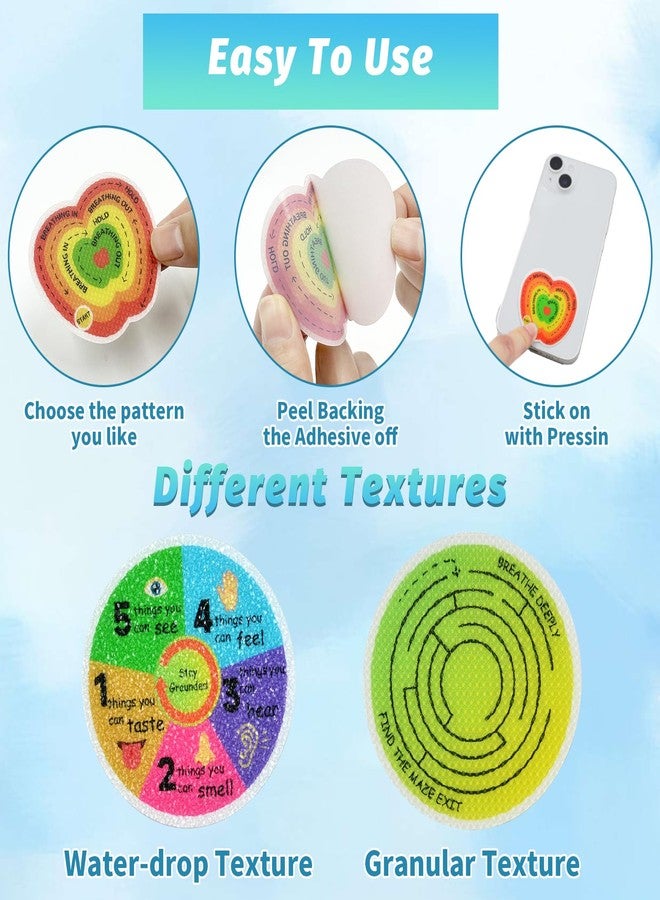 TOEMUR 24PCS Calm Strips for Anxiety Sensory Stickers, 12 Styles with 2 Different Textured Reusable Fidget Strips Calming Stickers Office Classroom Must Haves for Kids Adult - Image 3
