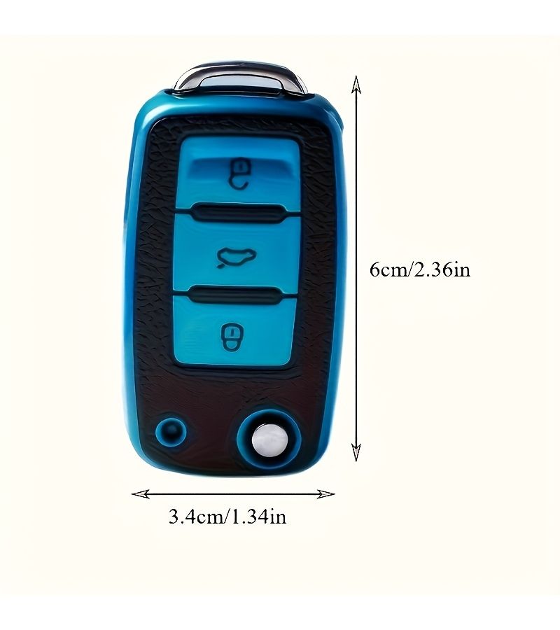 SILVERY Premium Leather Car Key Case For VW Volkswagen Models - Image 2