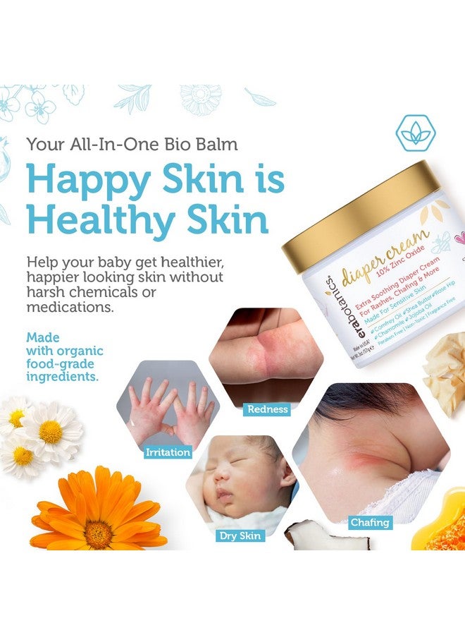 Era Organics Era Organics Diaper Rash Cream For Baby - Extra Soothing and Moisturizing with Zinc Oxide, Organic Aloe Vera, Chamomile, Calendula Plus More - Gentle Butt Rash Moisturizer - Image 2
