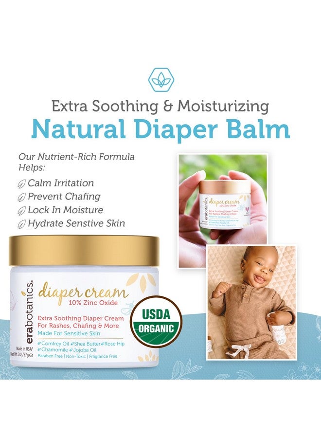 Era Organics Era Organics Diaper Rash Cream For Baby - Extra Soothing and Moisturizing with Zinc Oxide, Organic Aloe Vera, Chamomile, Calendula Plus More - Gentle Butt Rash Moisturizer - Image 4