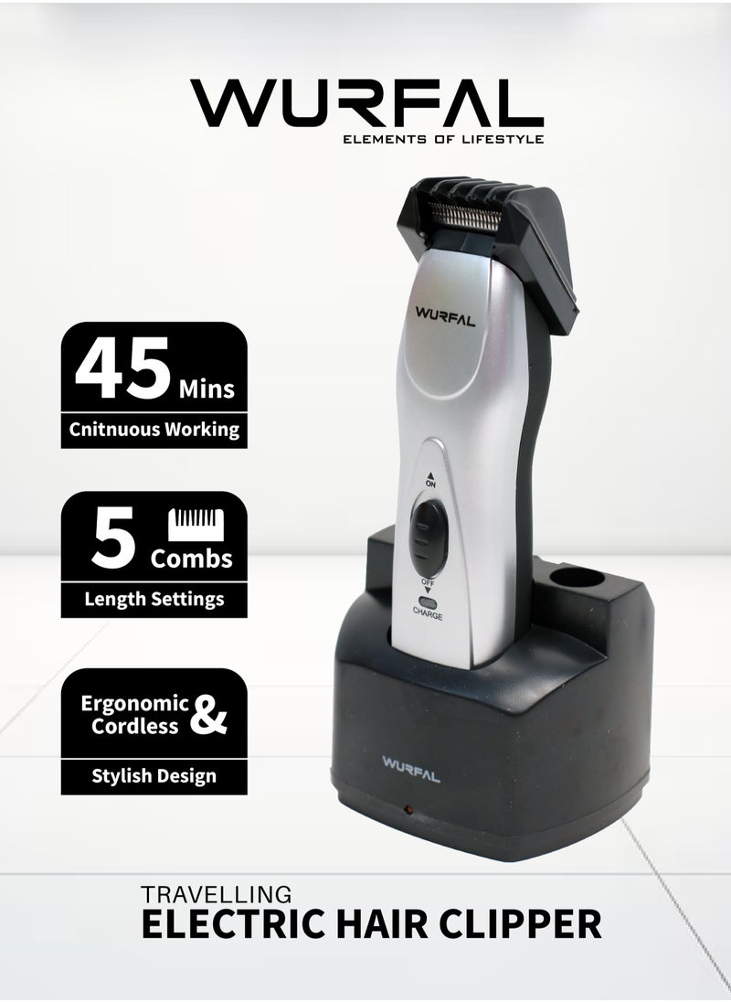 Wurfal Electric Hair Trimmer With 5 Combs Setting, Rechargeable Cordless Hair Clipper  - Image 1