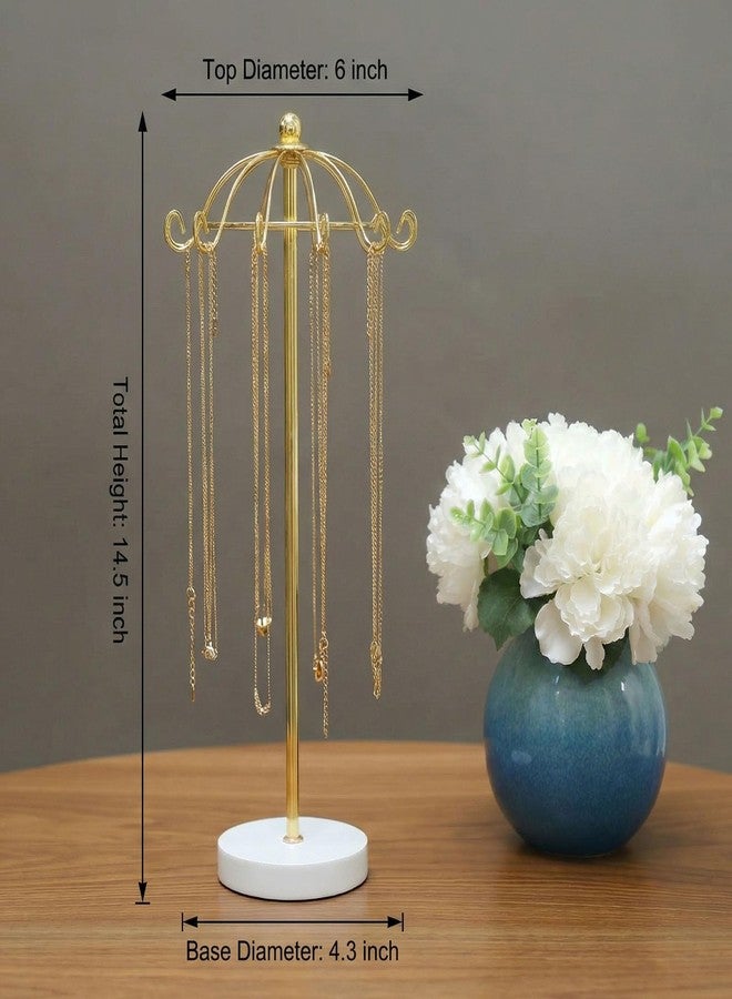 mivofo Necklace Stand 12 Hooks - Countertop Jewelry Display Rack for Necklaces Bracelets Chains, Tangle-Free Jewelry Organizer Holder for Vanity Dresser Boutique, Elegant Gift for Women (Gold) - Image 3