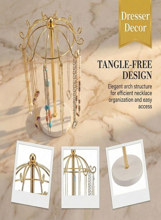 mivofo Necklace Stand 12 Hooks - Countertop Jewelry Display Rack for Necklaces Bracelets Chains, Tangle-Free Jewelry Organizer Holder for Vanity Dresser Boutique, Elegant Gift for Women (Gold) - Image 2
