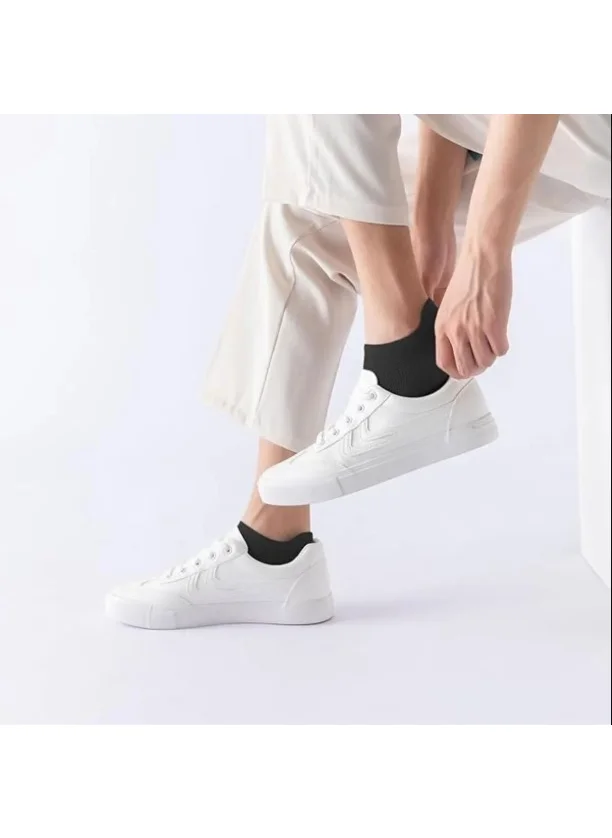 Ozzy Socks 6 Pairs Logoless White Pull Back Cotton Tennis Booties