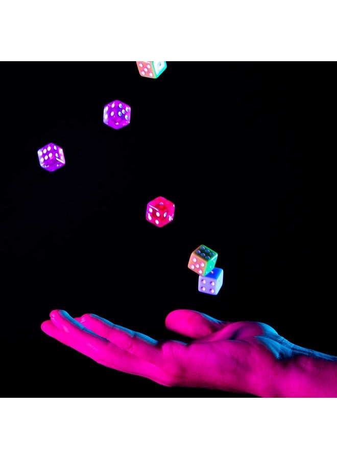 Brybelly 100-pack Miami Dice: Retro 80s 6-Sided Gaming Dice - 16mm Bulk d6 Dice in Translucent & Solid Colors for Family Game Night, Make Your Own/DIY Board Game Supplies, Replacement Pieces & Teaching Math - Image 3