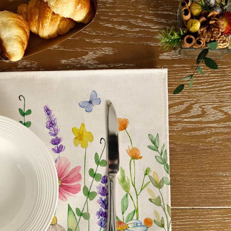 GEEORY Spring Placemats 12x18 Inch, Wildflowers Floral Seasonal Farmhouse Kitchen Dining Table Decoration for Indoor Outdoor Dinner Party DÃ©cor GP122-18 - Image 5