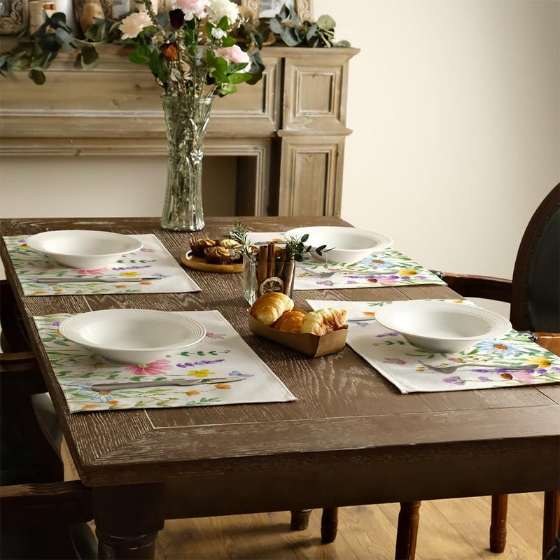 GEEORY Spring Placemats 12x18 Inch, Wildflowers Floral Seasonal Farmhouse Kitchen Dining Table Decoration for Indoor Outdoor Dinner Party DÃ©cor GP122-18 - Image 4